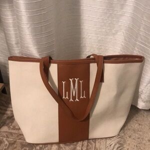 canvas monogrammed tote bag initials L L M LLM LML